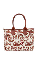 Kastamonu Stone Print Women's Tan Long Strap Patterned Fabric Shoulder Bag | Derimod