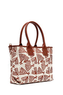 Kastamonu Stone Print Women's Tan Long Strap Patterned Fabric Shoulder Bag | Derimod