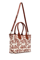 Kastamonu Stone Print Women's Tan Long Strap Patterned Fabric Shoulder Bag | Derimod