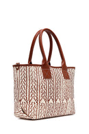 Kastamonu Stone Print Women's Tan Patterned Shoulder Bag | Derimod