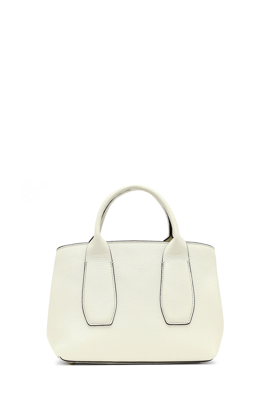 Women's Cream Long Strap Classic Leather Handbag