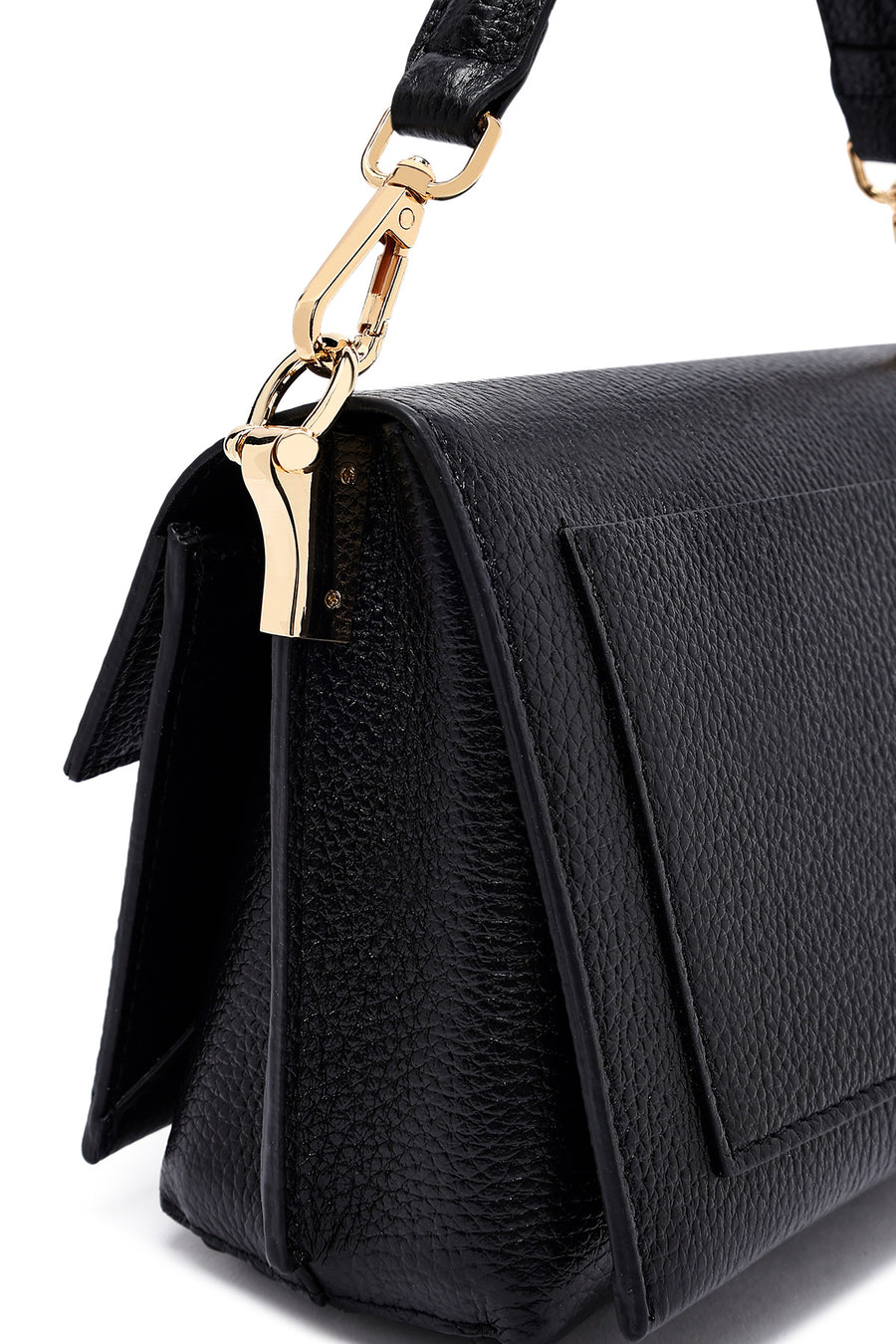 Woman Black Long Strap Leather Mini Crossbody Bag