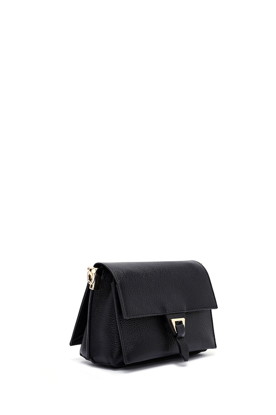 Woman Black Long Strap Leather Mini Crossbody Bag