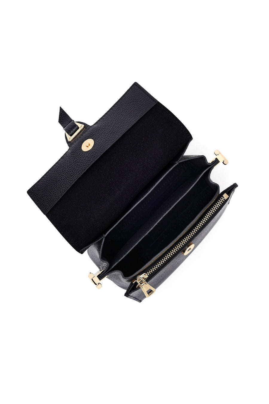 Woman Black Long Strap Leather Mini Crossbody Bag