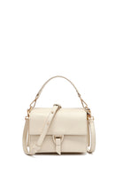 Woman Cream Long Strap Leather Mini Crossbody Bag | Derimod