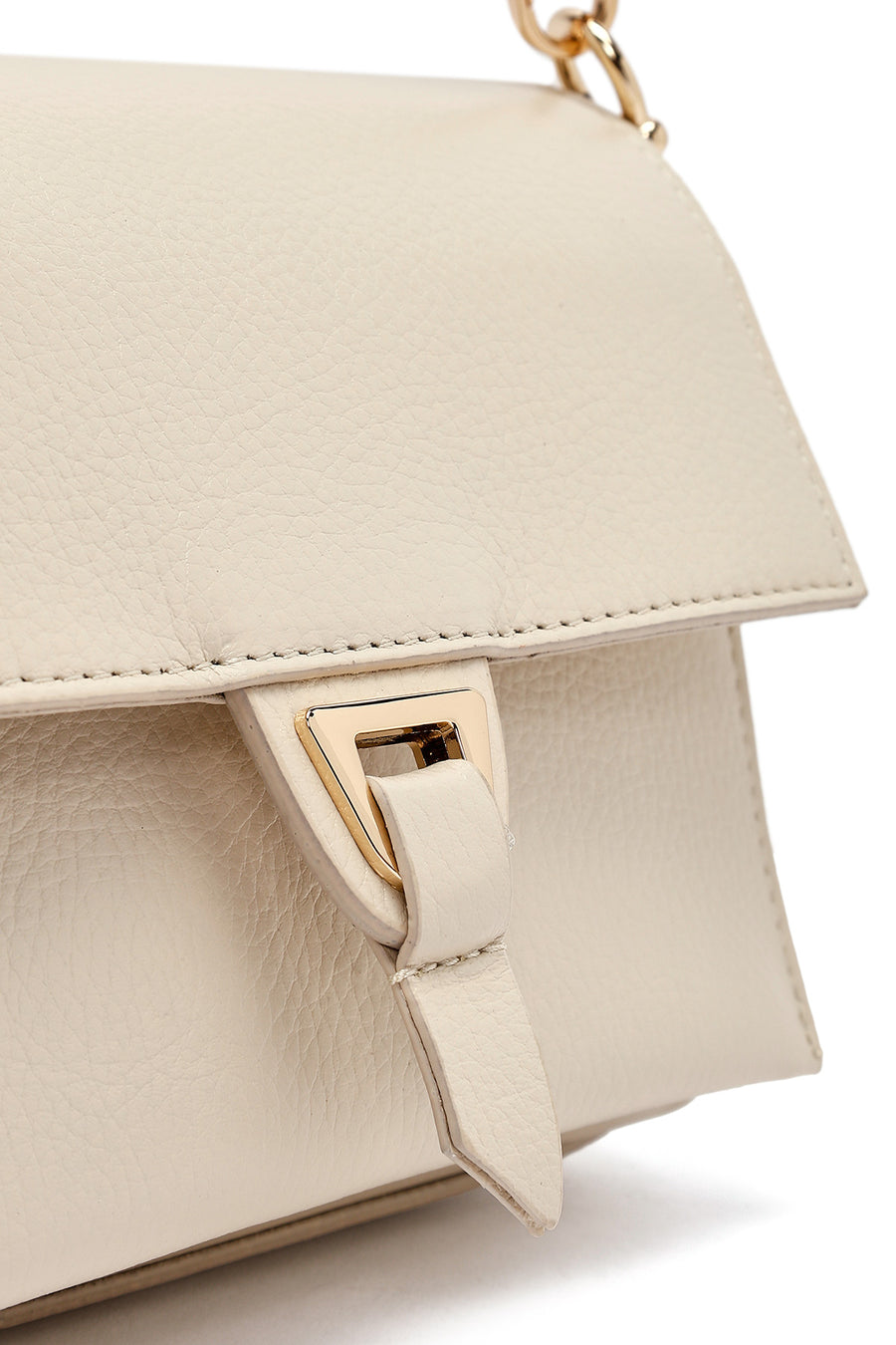 Woman Cream Long Strap Leather Mini Crossbody Bag