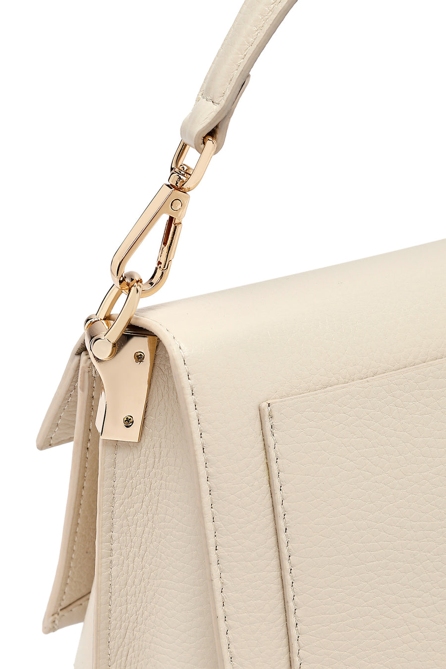 Woman Cream Long Strap Leather Mini Crossbody Bag