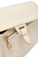 Woman Cream Long Strap Leather Mini Crossbody Bag | Derimod