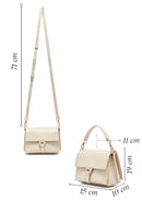 Woman Cream Long Strap Leather Mini Crossbody Bag | Derimod