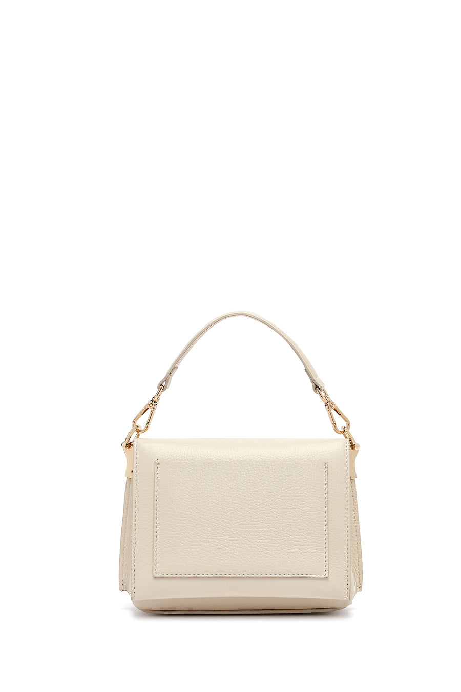 Woman Cream Long Strap Leather Mini Crossbody Bag