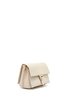 Woman Cream Long Strap Leather Mini Crossbody Bag | Derimod