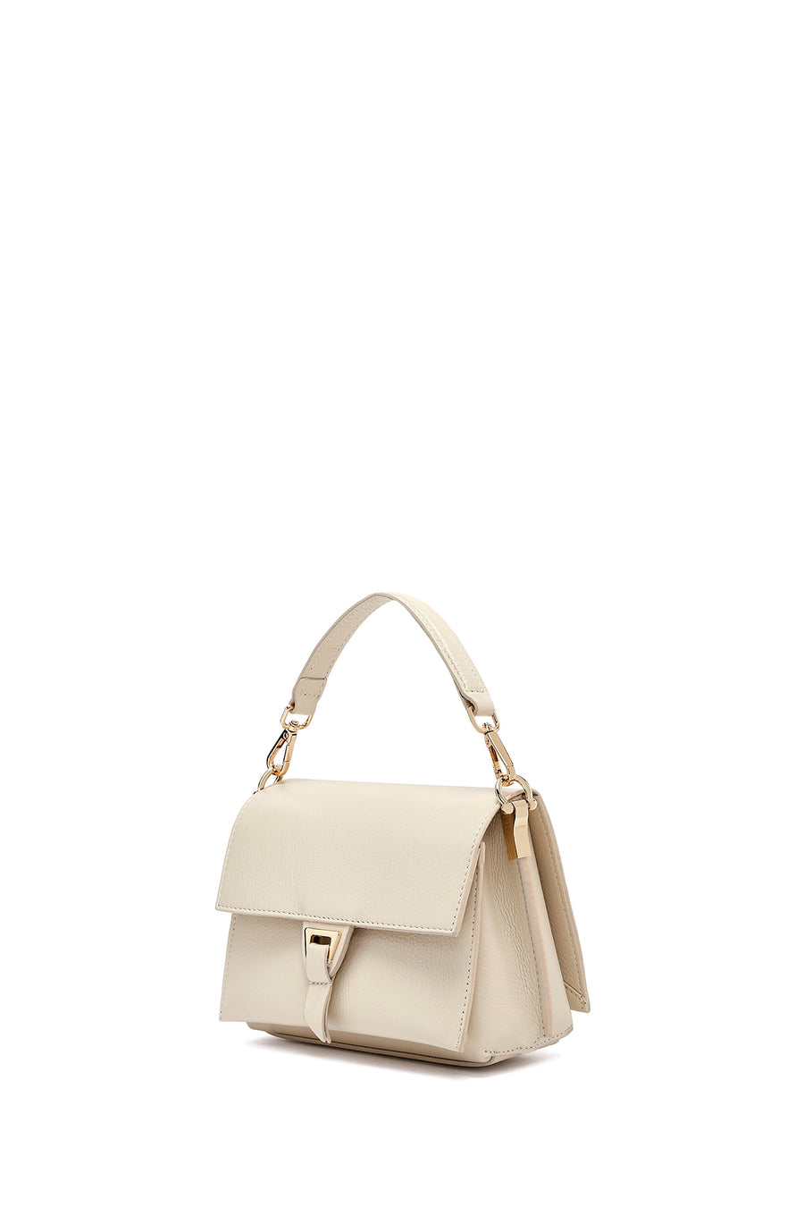 Woman Cream Long Strap Leather Mini Crossbody Bag