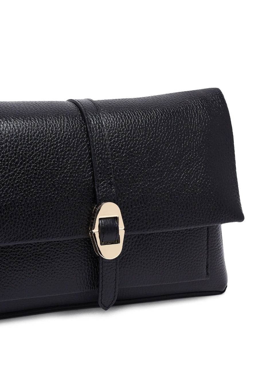 Woman Black Long Strap Leather Crossbody Bag