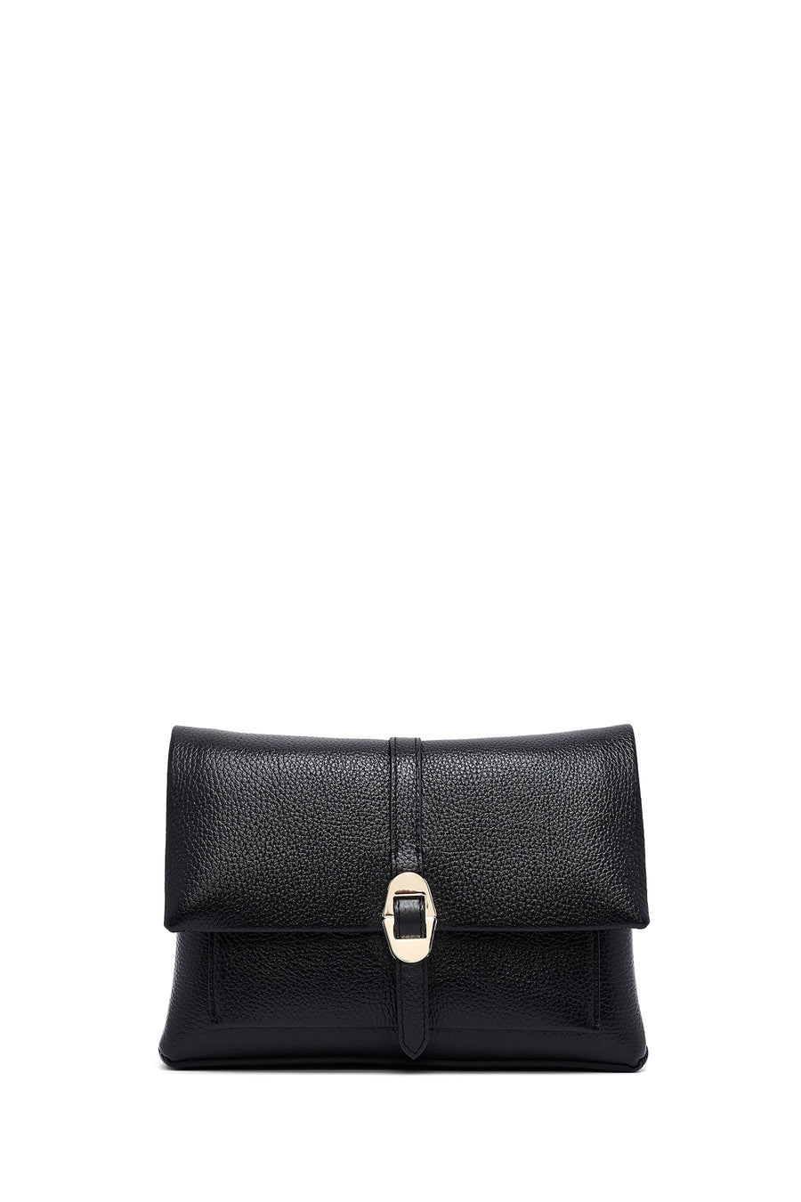 Woman Black Long Strap Leather Crossbody Bag