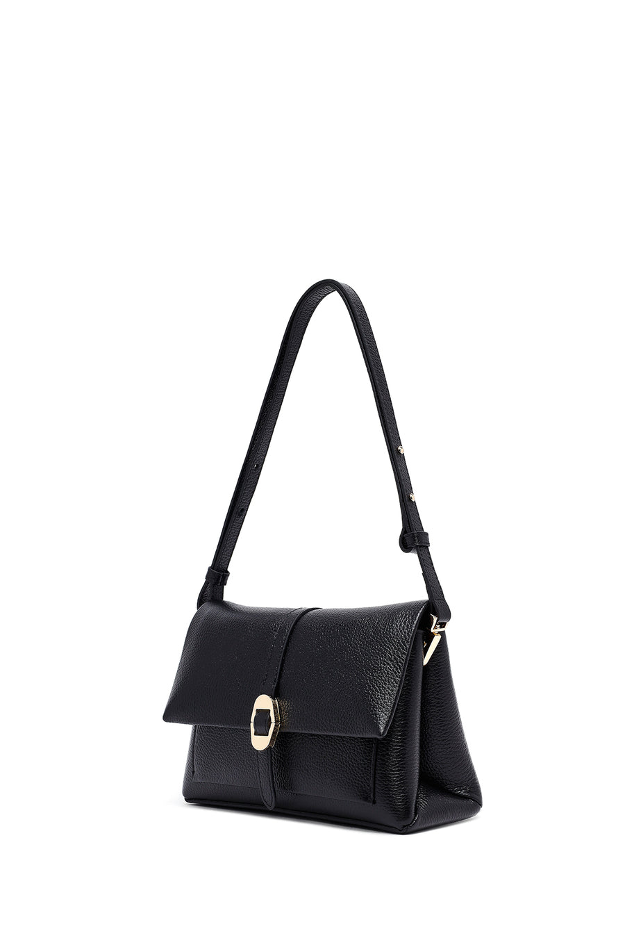 Woman Black Long Strap Leather Crossbody Bag