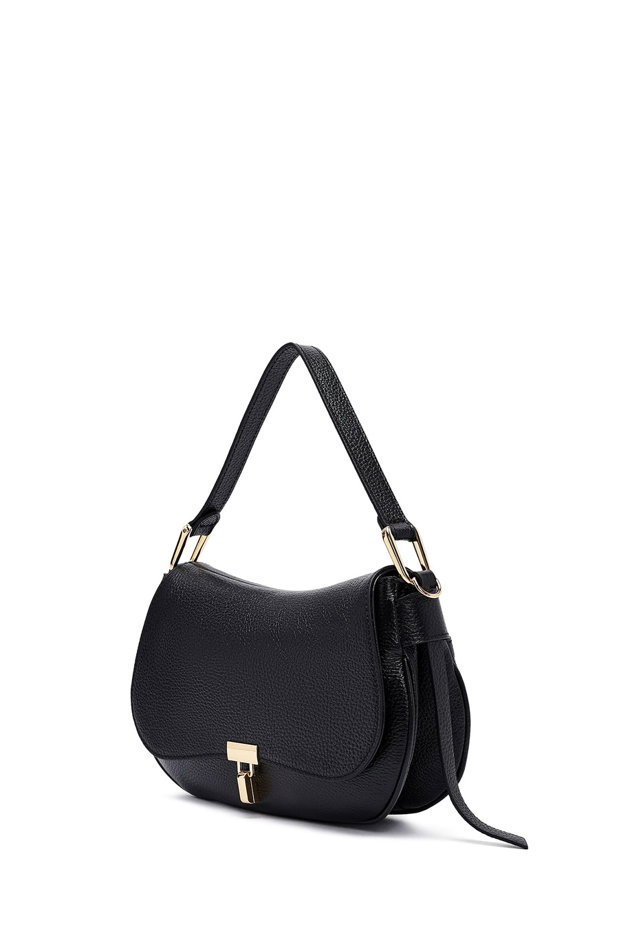 Woman Black Long Strap Leather Shoulder bag