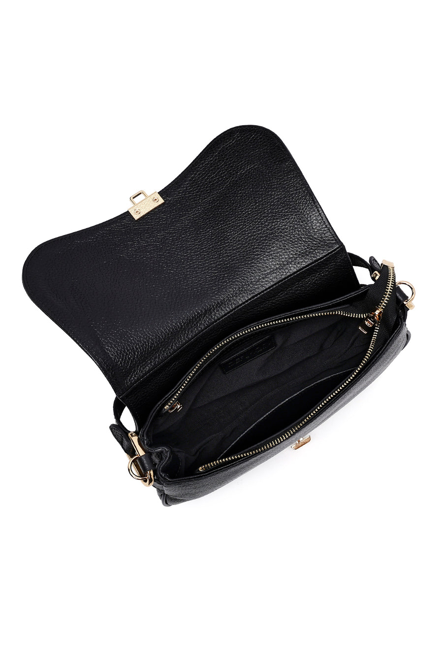 Woman Black Long Strap Leather Shoulder bag