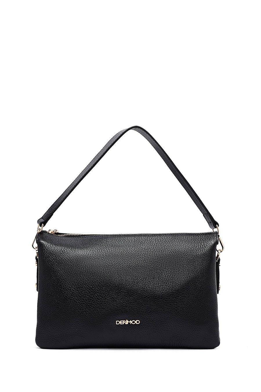 Woman Black Long Strap Leather Shoulder bag