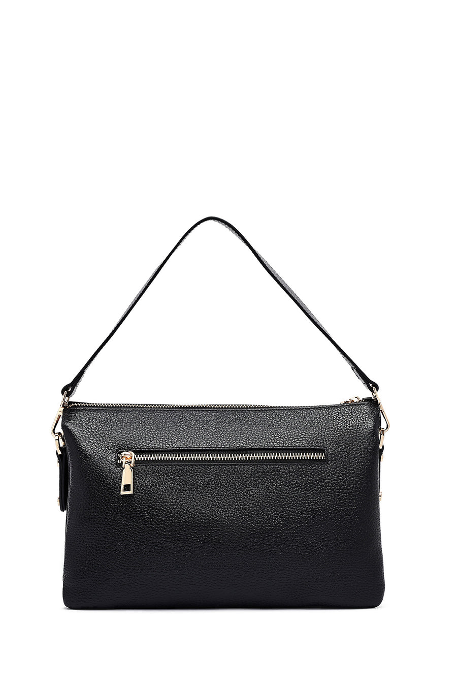 Woman Black Long Strap Leather Shoulder bag