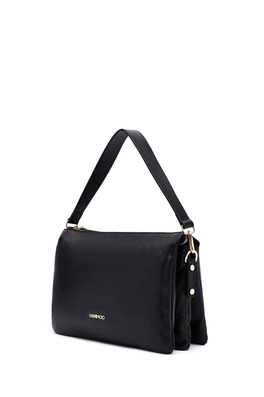 Woman Black Long Strap Leather Shoulder bag