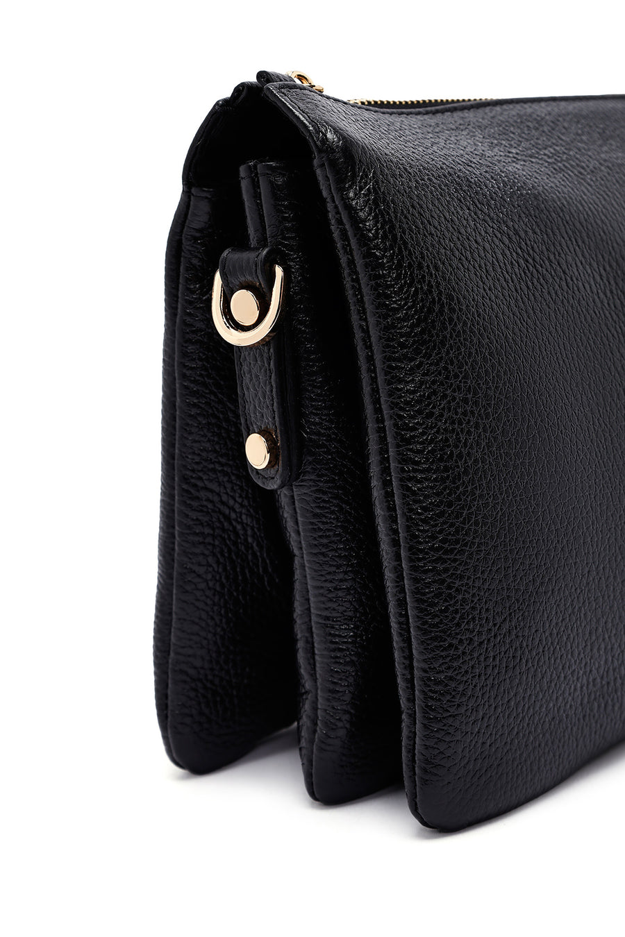 Woman Black Long Strap Leather Shoulder bag