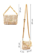 Women's Pink Long Strapped Patterned Fabric Crossbody Bag | Derimod