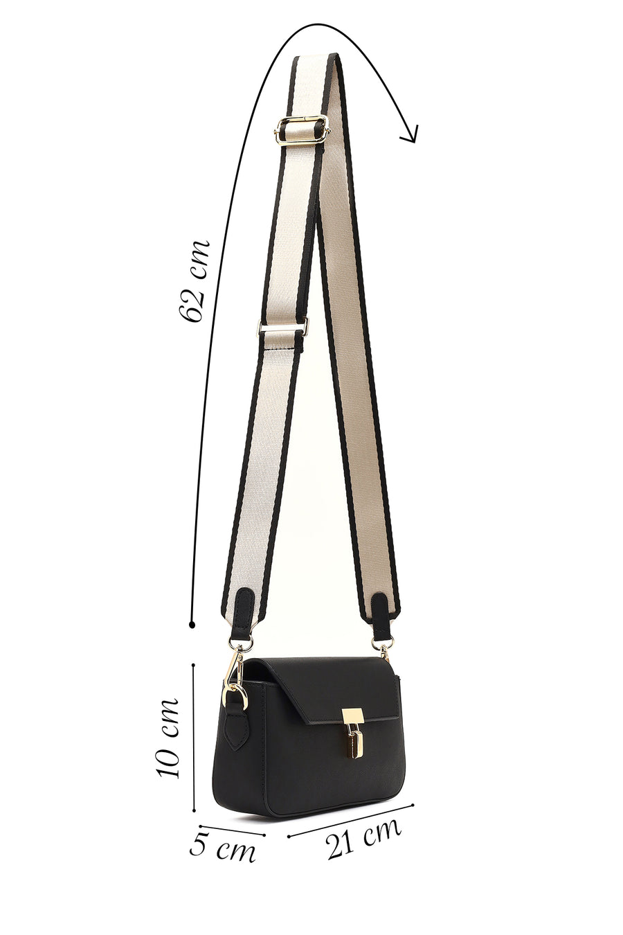 Women's Black Long Strap Crossbody Bag