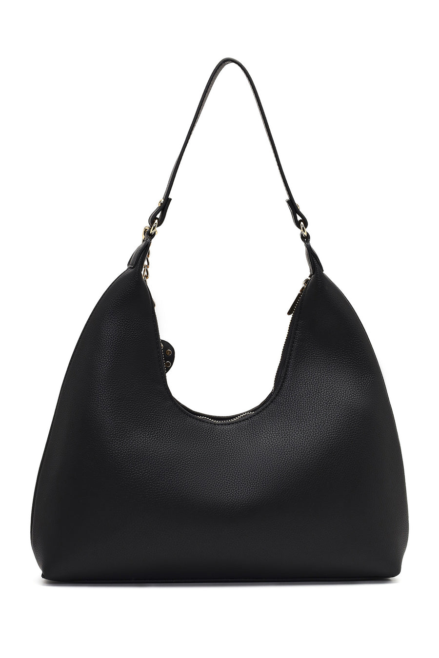 Women's Black Shoulder Bag with Accessories