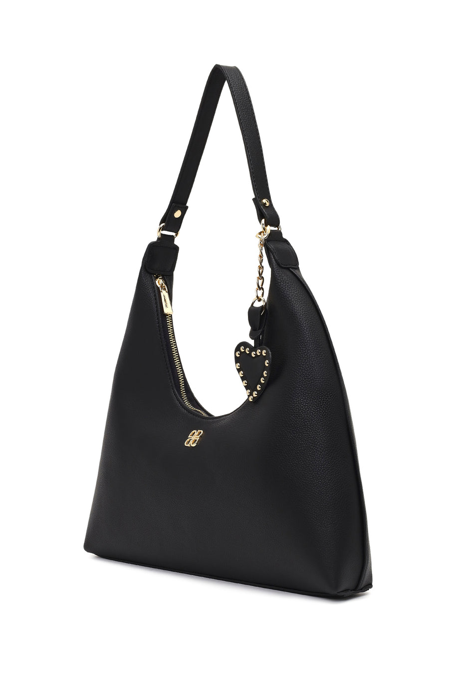 Women's Black Shoulder Bag with Accessories