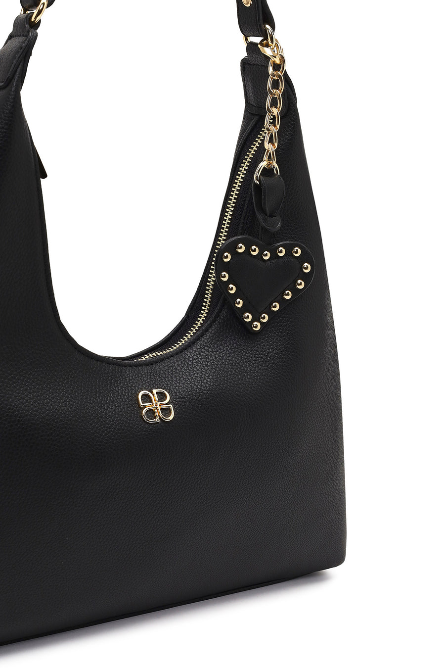 Women's Black Shoulder Bag with Accessories