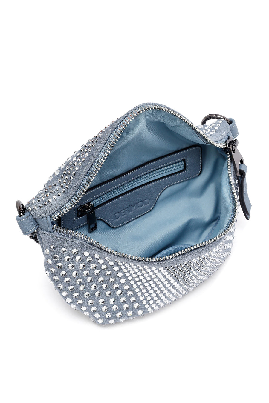 Women's Blue Long Strap Stone Crossbody Bag