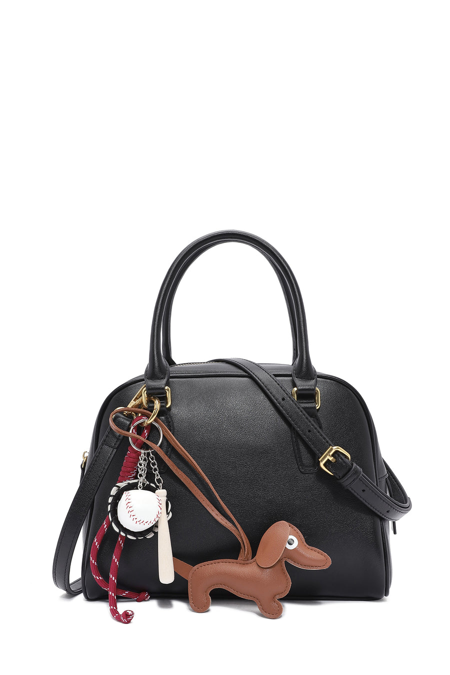 Women's Black Long Strap Accessory Leather Handbag