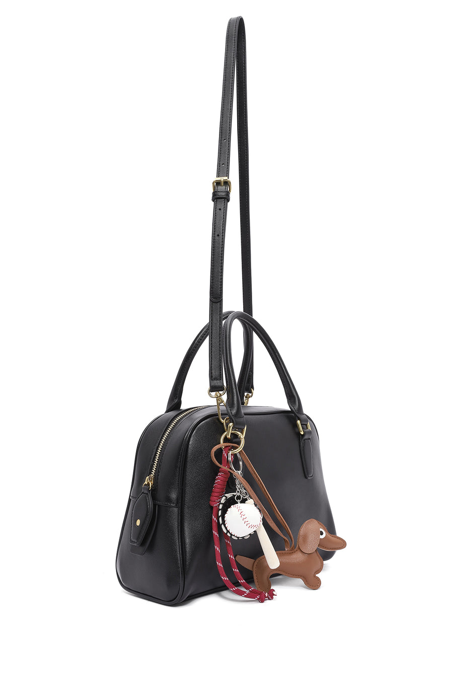 Women's Black Long Strap Accessory Leather Handbag