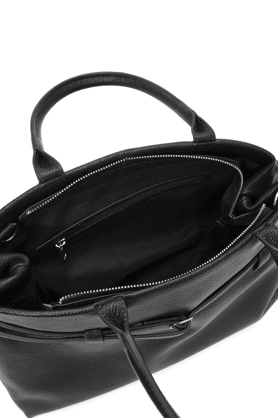 Women's Black Long Strap Classic Leather Handbag
