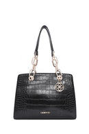 Women's Black Long Strap Crocodile Patterned Classic Shoulder Bag | Derimod
