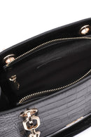 Women's Black Long Strap Crocodile Patterned Classic Shoulder Bag | Derimod