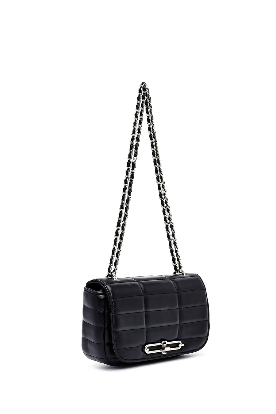 Women's Black Long Strap Quilted Mini Crossbody Bag