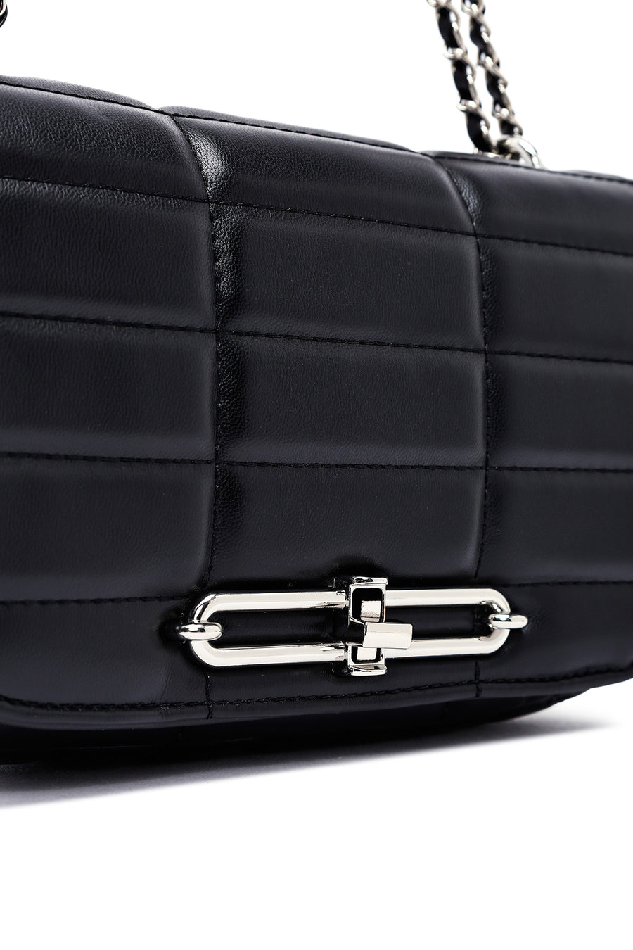Women's Black Long Strap Quilted Mini Crossbody Bag