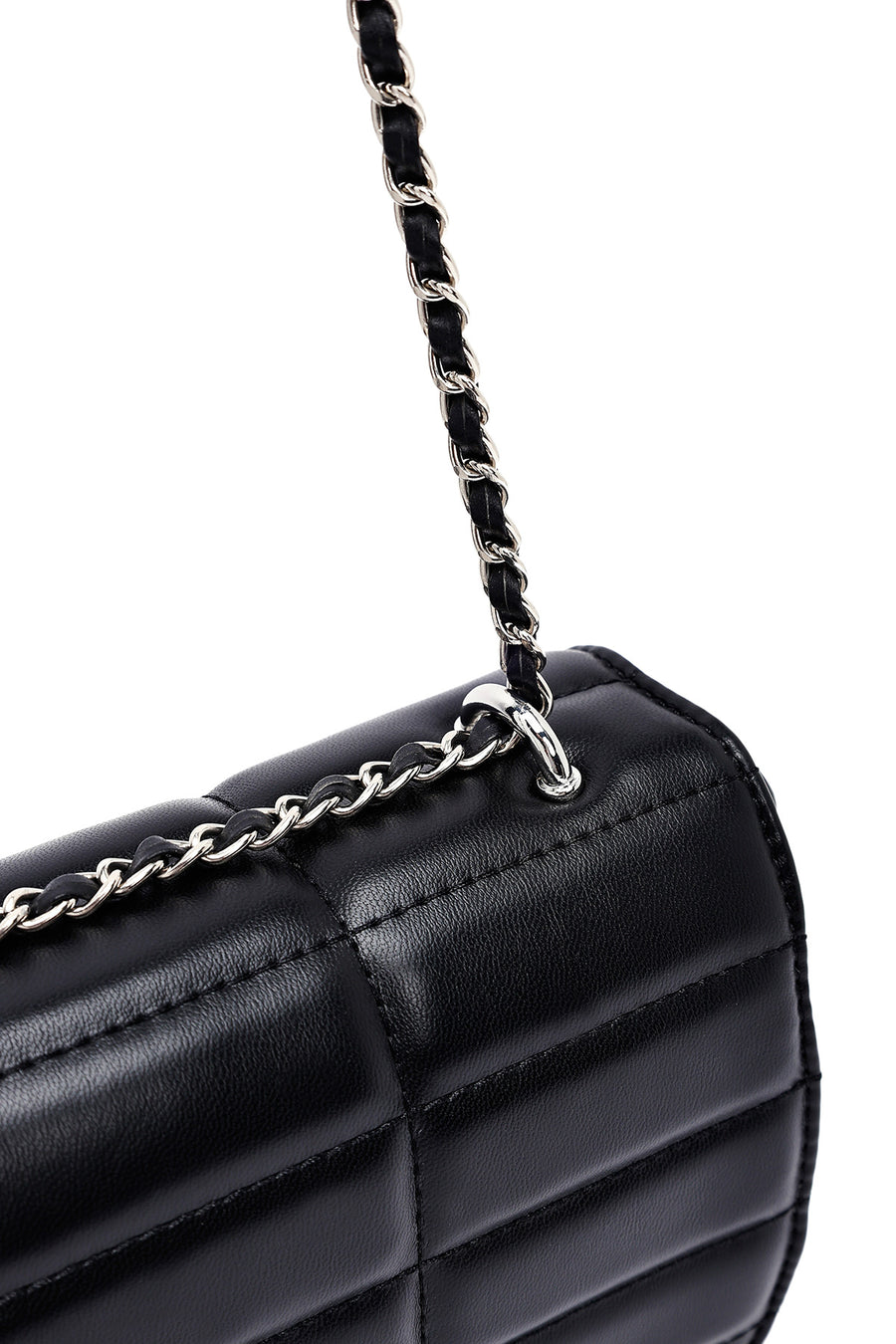 Women's Black Long Strap Quilted Mini Crossbody Bag
