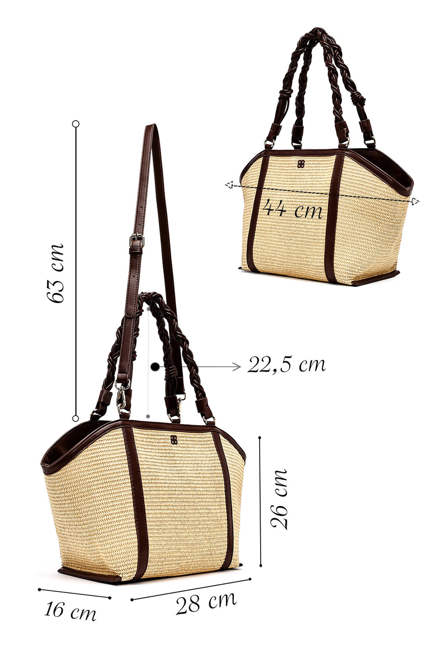 Women's Beige Long Strap Straw Shoulder Bag