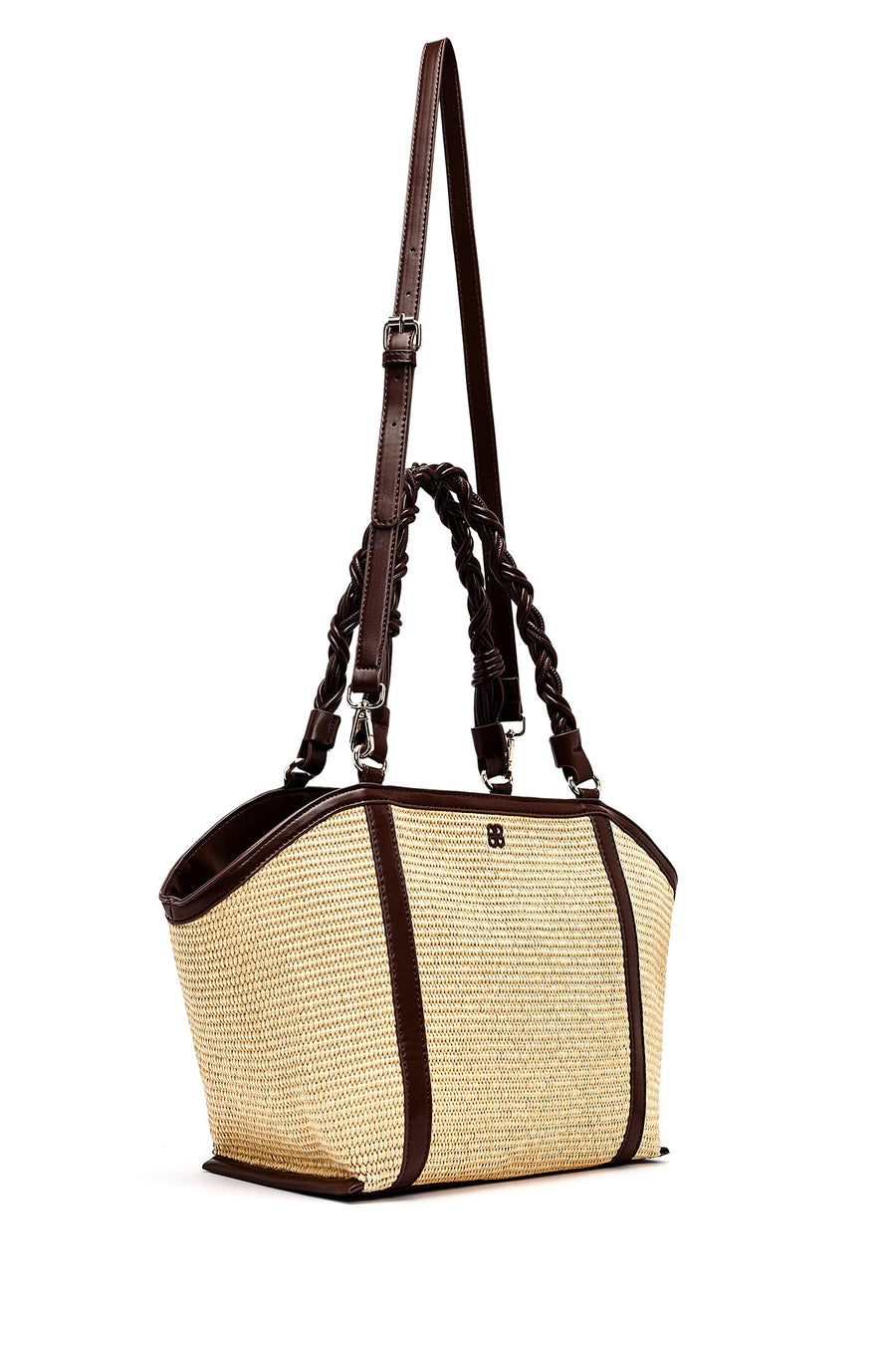 Women's Beige Long Strap Straw Shoulder Bag