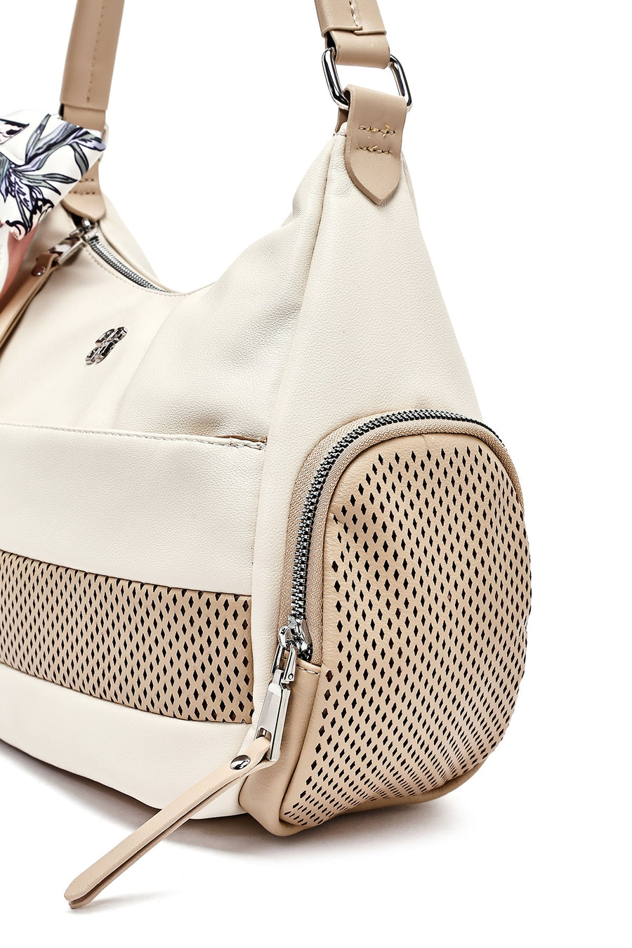 Women's Cream Long Strap Shoulder Bag