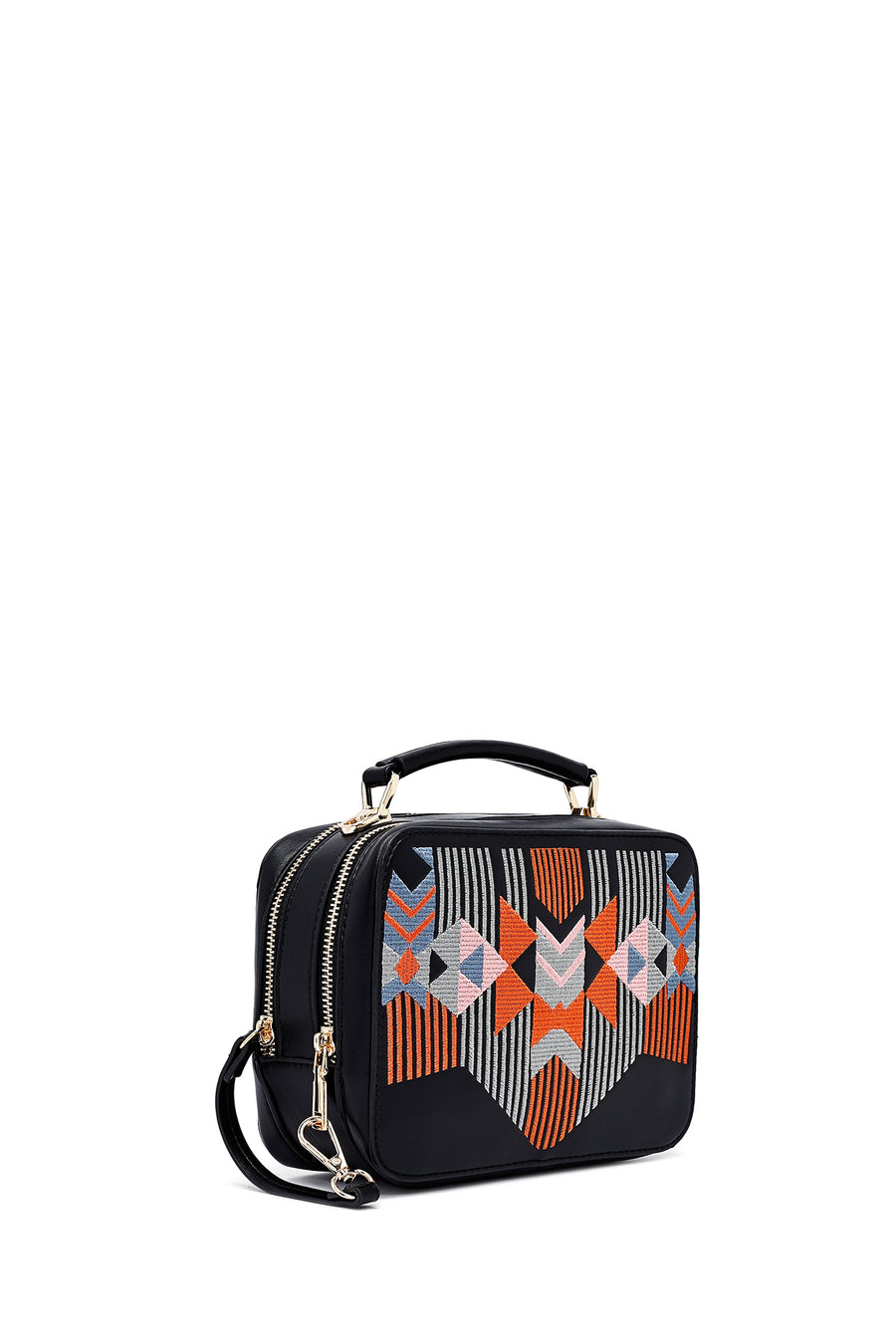Women's Black Printed Long Strap Crossbody Bag