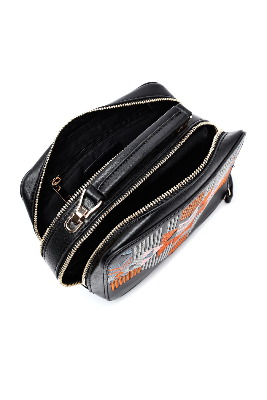 Women's Black Printed Long Strap Crossbody Bag