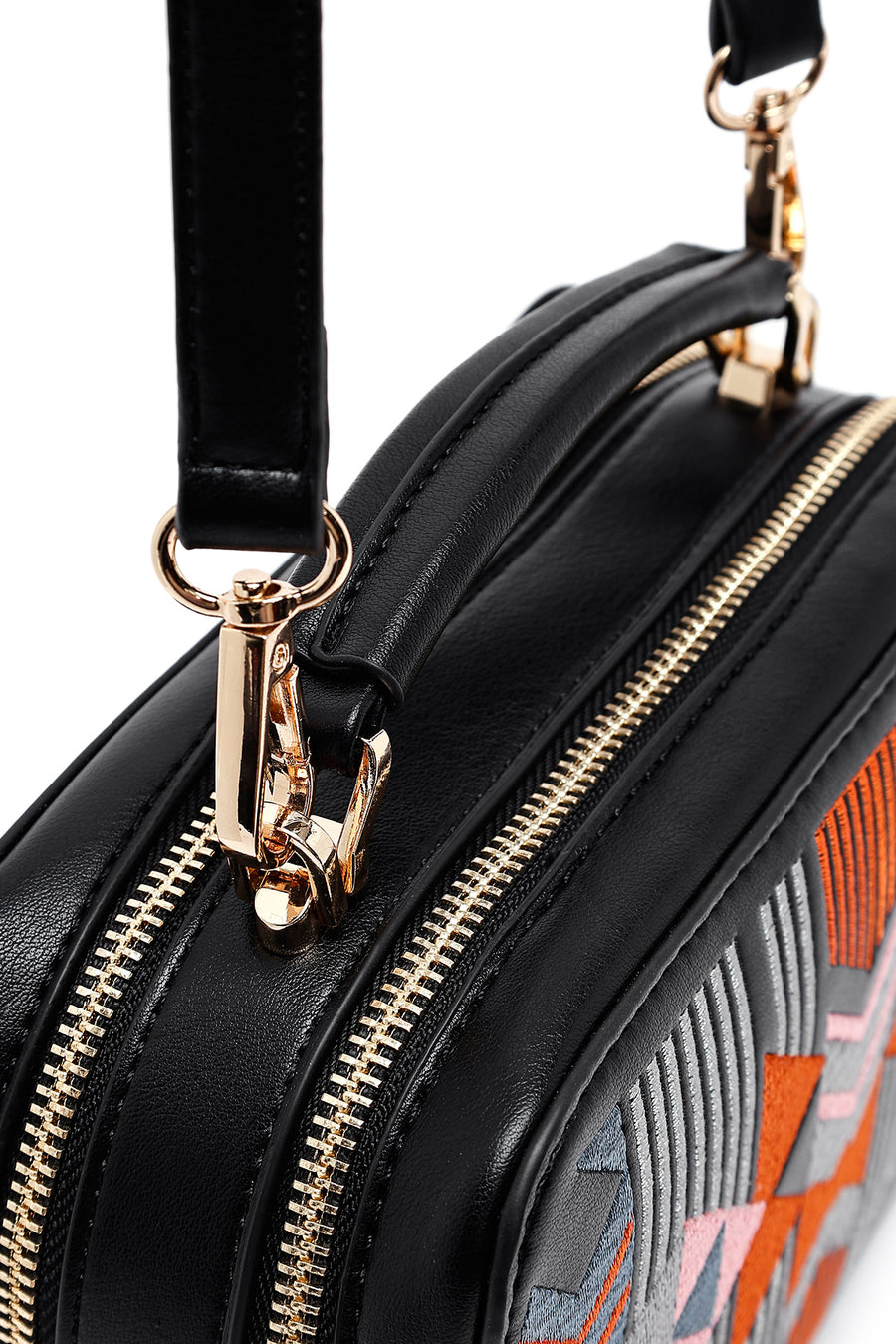 Women's Black Printed Long Strap Crossbody Bag