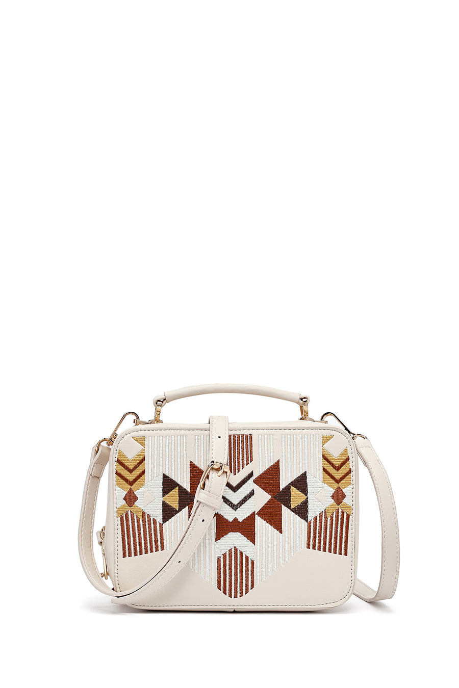 Women's Cream Printed Long Strap Crossbody Bag 25SBD262426 | Derimod