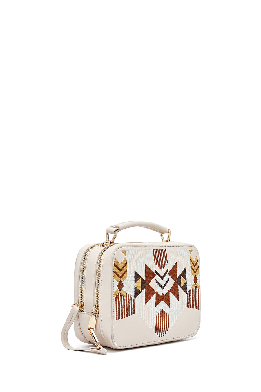 Women's Cream Printed Long Strap Crossbody Bag