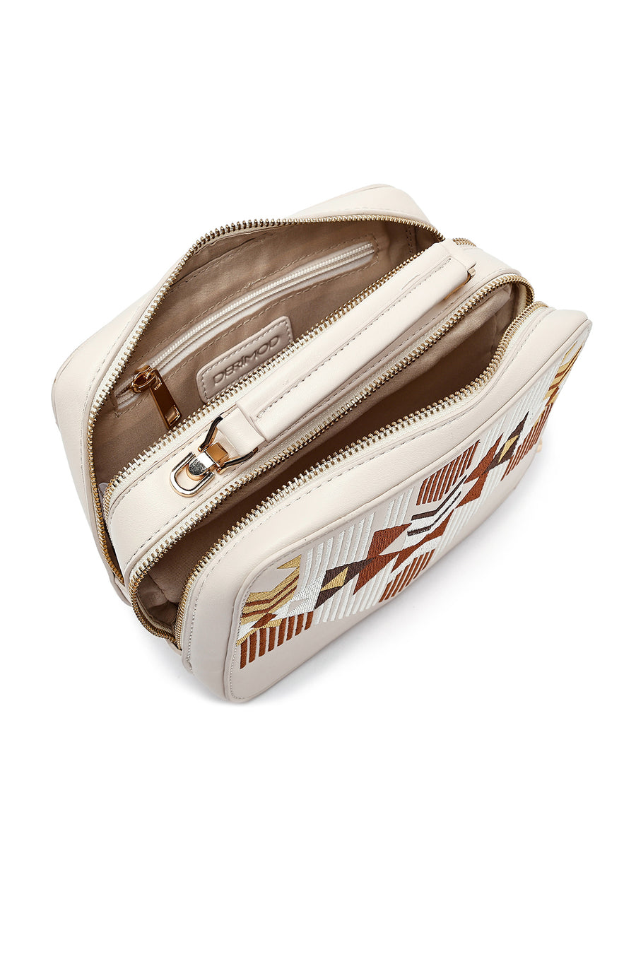 Women's Cream Printed Long Strap Crossbody Bag