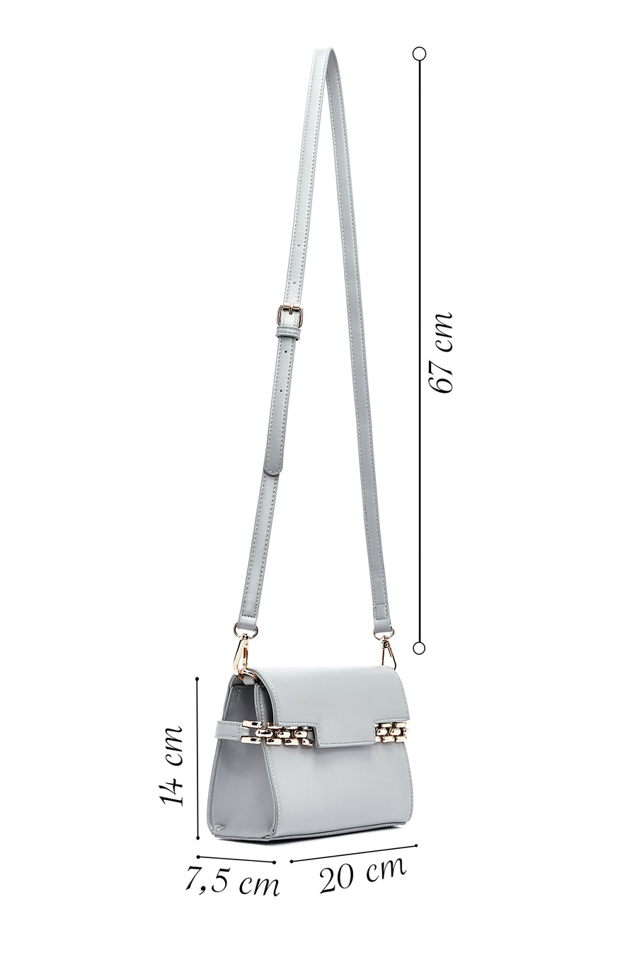 Women's Grey Long Strap Classic Crossbody Bag