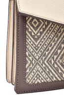 Women's Cream Long Strap Patterned Handbag | Derimod